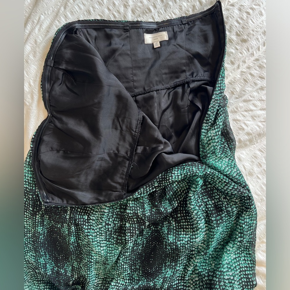 Anthropologie Moulinette Soeurs Vernalis green maxi dress strapless snakeskin 4P - Picture 12 of 16